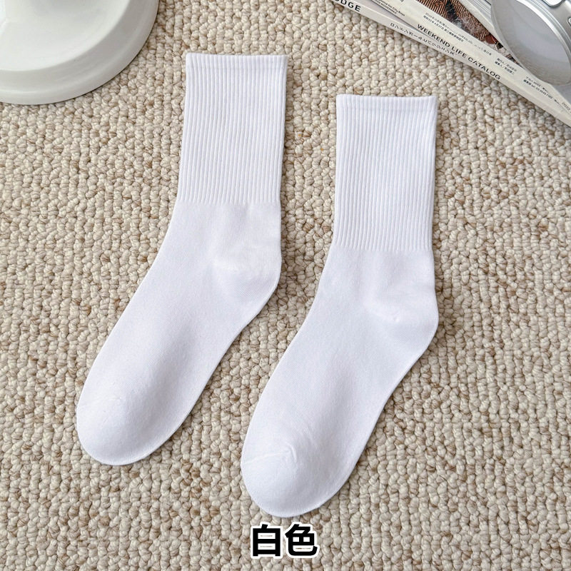 彩色袜子女长筒袜四季款ins潮流糖果色马卡龙中筒袜学生运动棉袜