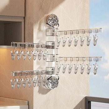 Suction Cup Sock Drying Rack with Multiple Clips, Balcony Clothes Drying Rack, Sock Rack, Windproof Multifunctional Gadget, Windproof Clips