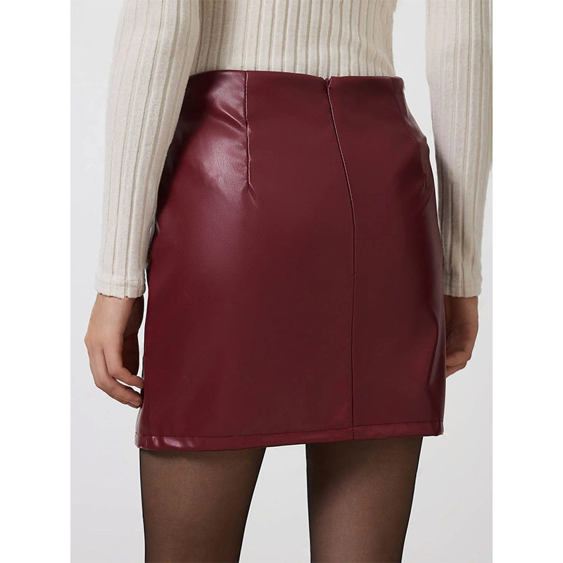 PU Leather Bodycon Dress Sexy Split Design Stylish Fit Perfect for Parties Ready to Ship Low MOQ