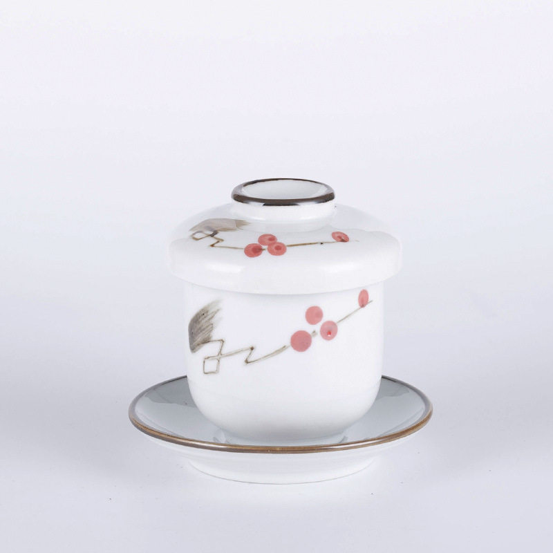Japanese Style Steamed Egg Cup Colored Tea Bowl Steaming Cup Dessert Cover Bowl Japanese and Korean Cuisine and Wind High Temperature Ceramic Tableware