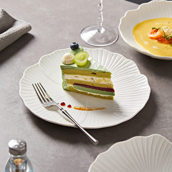 Western Dinner Plate, Soup Plate, High-End White Ceramic Tableware Plate, Dish Plate, Home Salad Bowl, Hotel Tableware Set