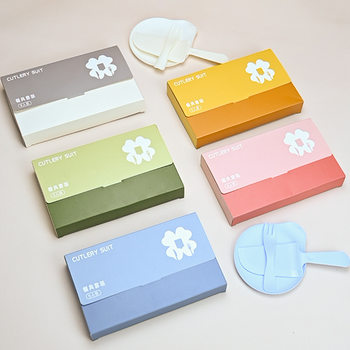 Birthday cake tableware disposable knife and fork plate high-end suit drop shaped candle birthday hat gift box five in one