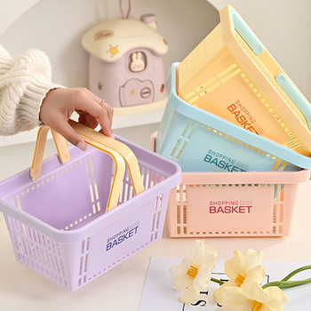 Japanese-Style Basket Portable Girl Pink Cartoon Storage Basket Plastic Dormitory Cute Sanrio Storage Basket Desktop Basket