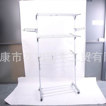 Folding Clothes Drying Rack Floor-Standing Wing-Type Double-Pole Lifting Stainless Steel Balcony Telescopic Baby Diaper Barber Shop Towel Rack