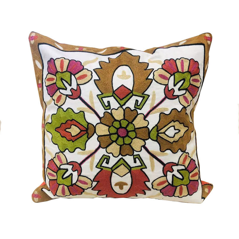 Haona Household Products Ethnic Embroidered Pillow Cover Sofa Cover Flower Wholesale Order Cushion Without Core