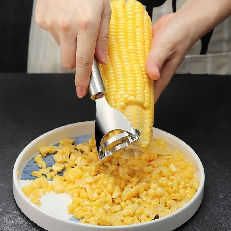 Stainless steel corn peeling and threshing device convenient household fast corn syrup peeling kitchen peeling stripper knife