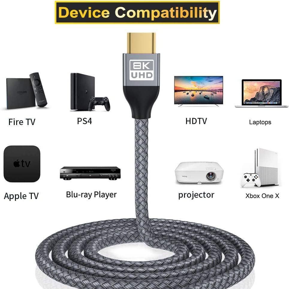 8K HDMI Adapter Cable Usb2.1 High Speed Video Cable Ps5 Ps4 Xbox Roku Tv Hdtv Cable
