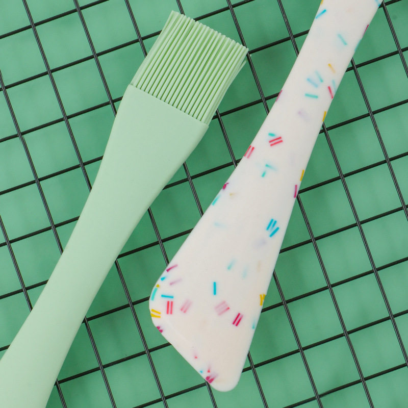 Silicone double-head scraper dual-purpose baking spatula barbecue brush color particle effect integrated diy spatula Oil Brush