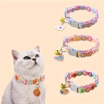Cat Colorful Lace Flower Collar Dog High-End Accessories Small Dog Collar Bell Collar Adjustable Wholesale