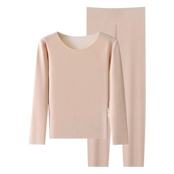 Autumn and Winter de Velvet heating thermal underwear women's seamless high waist belly contracting thermal autumn clothes long pants plus size warm suit