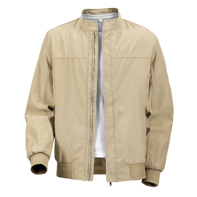 Áo Khoác Bomber Nam Cổ Trụ Dáng Rộng Màu Xám, Vàng Be, Đen