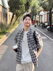 Japanese Retro Plaid Short-Sleeve Shirt Men's Trendy Loose Lazy Style Youthful Outfit Half-Sleeve Shirt Jacket