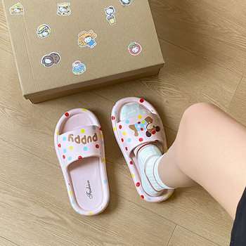 High-End Fashion Cute Printed Outerwear Comfortable Versatile Simple Slip-On Home Korean Version Durable Wear-Resistant Flat Shoes