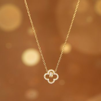 Four-leaf Clover Transfer Beads Necklace Women's Diamond Small Man Waist Pendant Light Luxury High-end Little Red Book Same Style