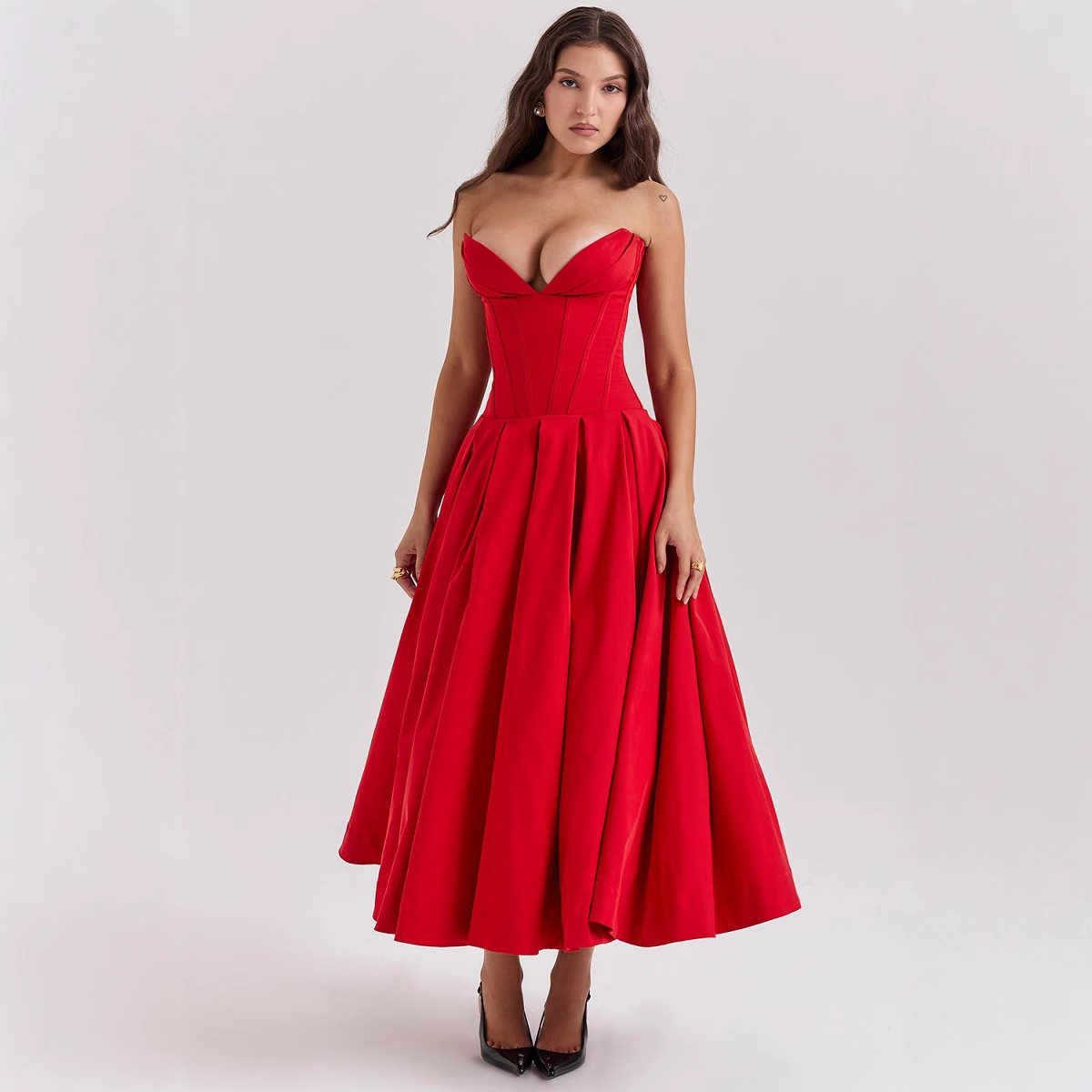 Sleeveless Midi Dress Solid Color Sexy Style Spring Fashion Wholesale Womens Apparel low MOQ