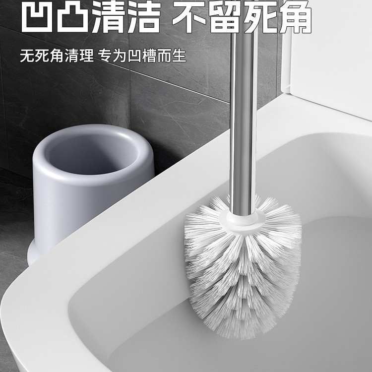 Rustic Toilet Cleaning Brush with Long Silicone Handle, Bathroom Toilet Brush, No Dead Angle Toilet Brush Set