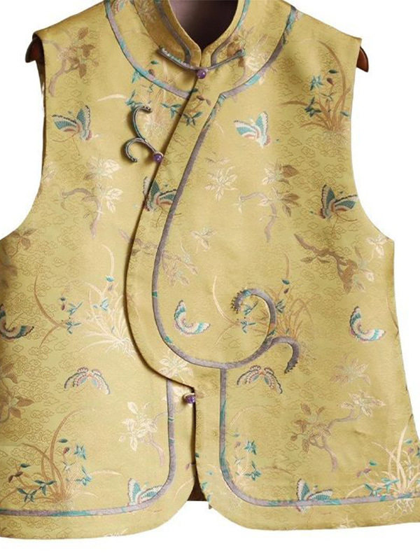 2025 Early Spring Top New Chinese Style National Style High-end Super Good-looking Niche Chic Design Yellow Vest for Women