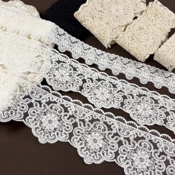 Lolita Cotton Mesh Embroider Lace Women's Dress Hair Accessories Accessories White/Meter/Black Width 8.5cm