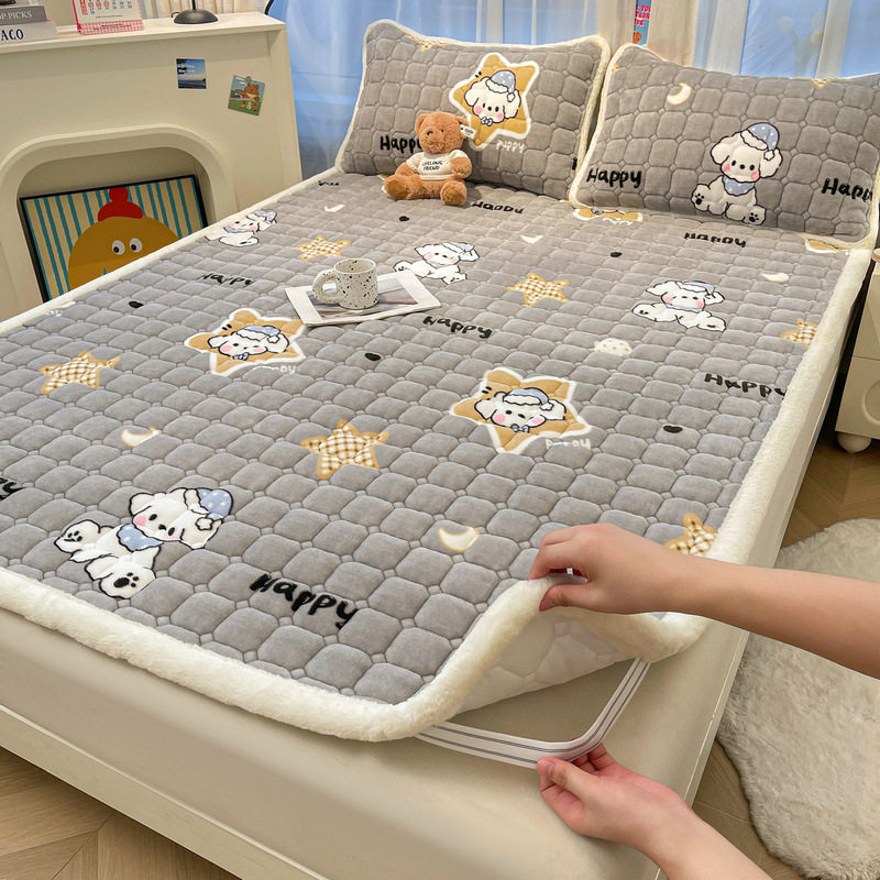 Class a Milk Velvet Mattress Winter Thickeneded Baby Velvet Soft Cushion Dormitory Warm Mattress Fleece-Lined Quilted Bed Sheetss