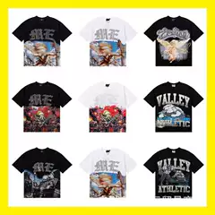 Foreign Trade Wholesale American Fashion Mixed Emotion Alien Octopus Hot Diamond Angel Short-Sleeved Couple Full Print T-Shirt