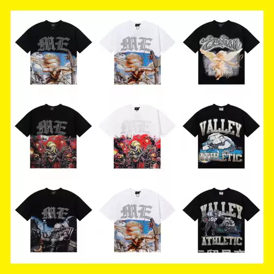 Foreign Trade Wholesale American Fashion Mixed Emotion Alien Octopus Hot Diamond Angel Short-Sleeved Couple Full Print T-Shirt