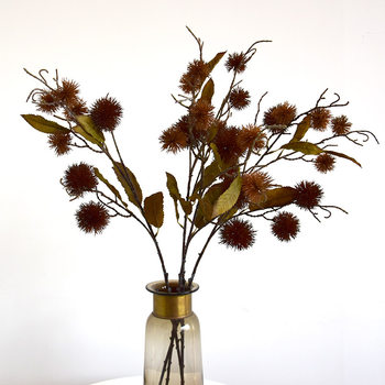 Home Decoration Artificial Flower Chestnut Fruit Flower Arrangement Photography Creative Green Plant Branch Scene Flower Material Hairy Chestnut Thorn Ball