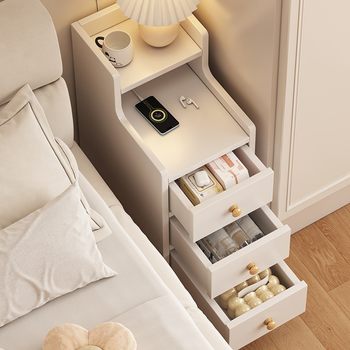 Narrow Bedside Table Modern Simple Bedside Sandwich Bedside Storage Cabinet Storage Cabinet Home Bedroom Small Cabinet