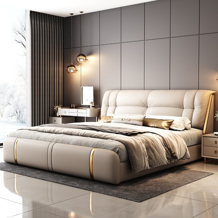 Modern Minimalist Luxury Master Bedroom King Bed 1.8m Wedding Bed Bedroom Bed Soft Double Bed