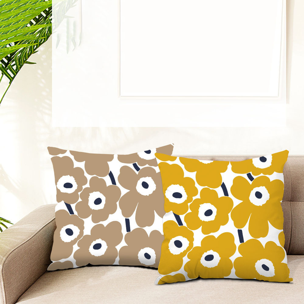 Finnish Poppy Sun Flower Pillow Case Plush Digital Printing Logo Pillow Ins Style Bedside Sofa Backrest