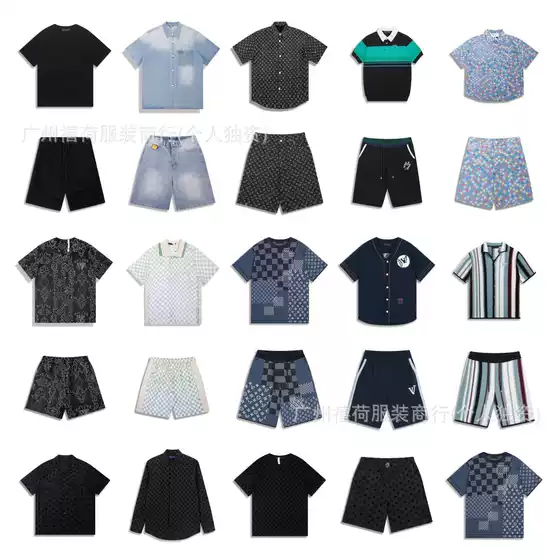 High-End Version. Lv 2025 Summer New Style Intarsia Jacquard Cotton Knit Loose Short-Sleeve T-Shirt and Shorts Set