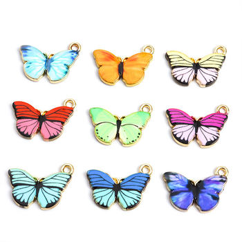 Cross-border hot-selling alloy oil drop printing butterfly pendant fashion cartoon DIY jewelry earrings personalized creative pendant