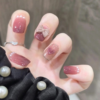 X049 Fake Nail Patch Wearing Nail Patch Grape Love Butterfly Gradient Nail Patch Finished Nail Patch