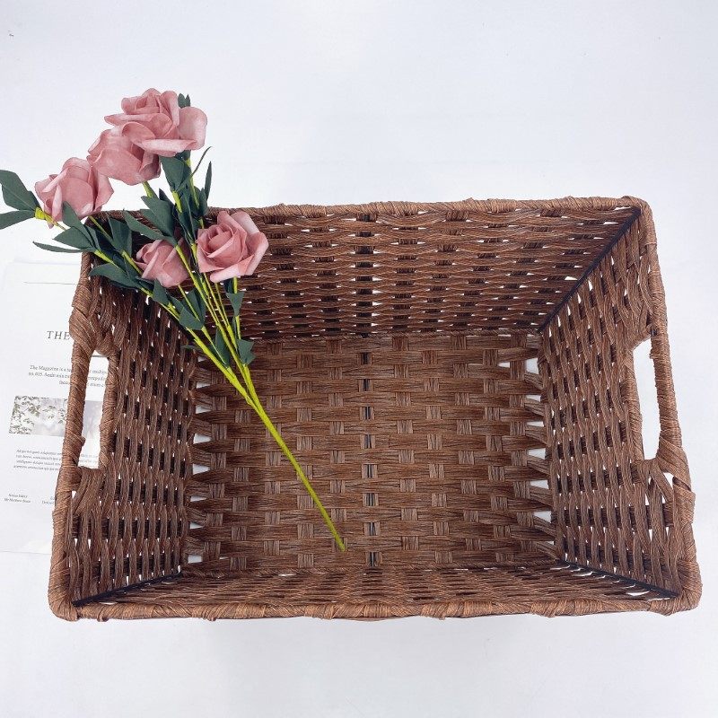 Dirty Clothes Basket Plastic Rattan Cabinet Storage Basket Cloakroom Cabinet Storage Basket Plaid Basket Arrangement Basket Rectangular