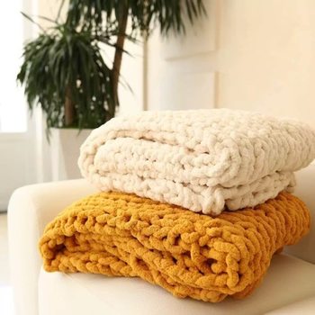 Amazon's New Handmade Thick Wool Knitted Blanket Thick Chenille Knitted Blanket Wool Blanket Sofa Cover Blanket