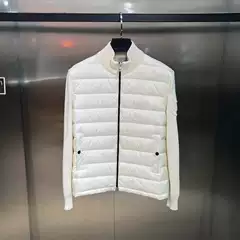 Mengjia Down Jacket Autumn and Winter Men's Sweater Stitching M Down Jacket with Vertical Collar Knitted Sleeves Light Jacket Top