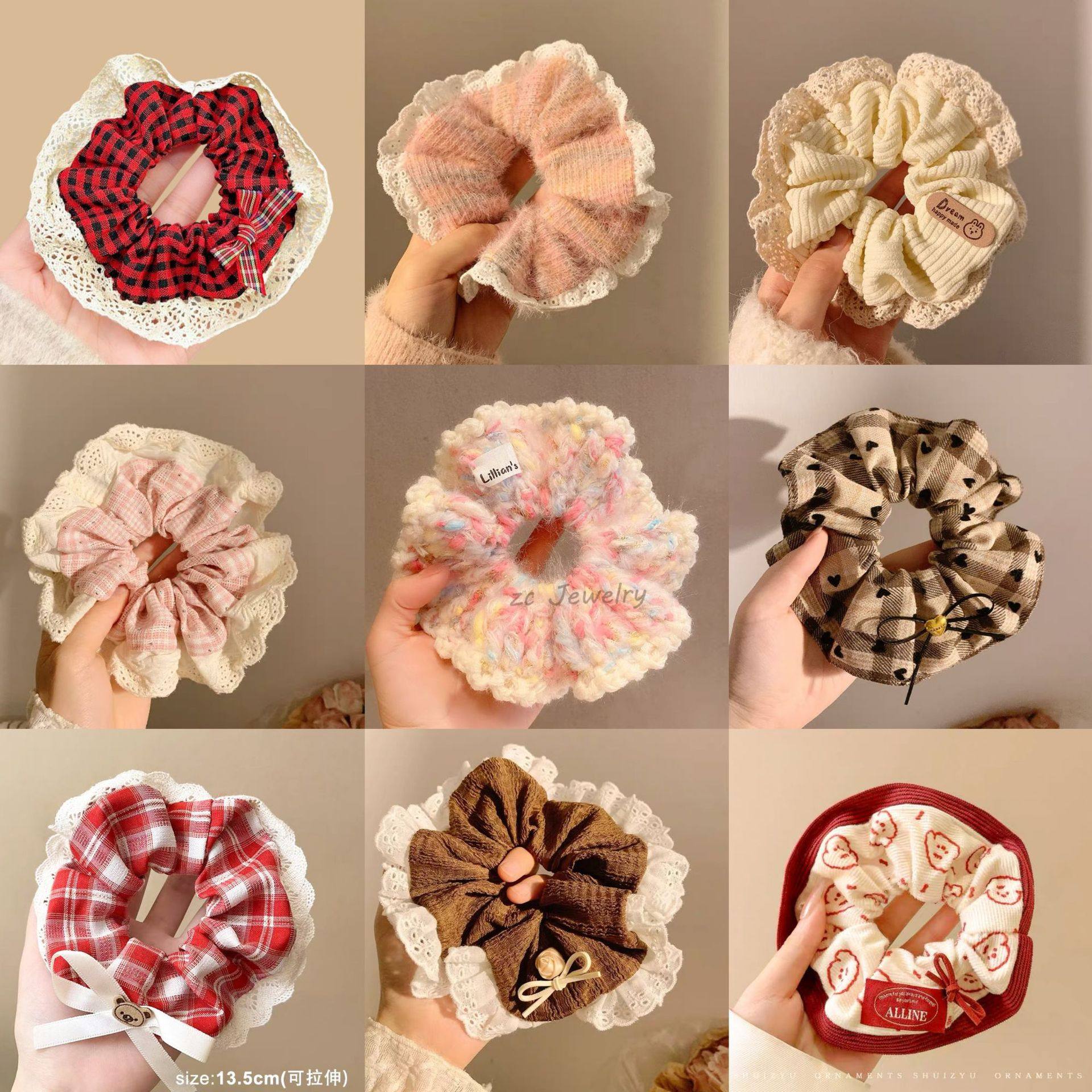 Spring and summer sweet lace large intestine hair ring 2025 new elegant high-end feeling large ball hair rope hair accessories