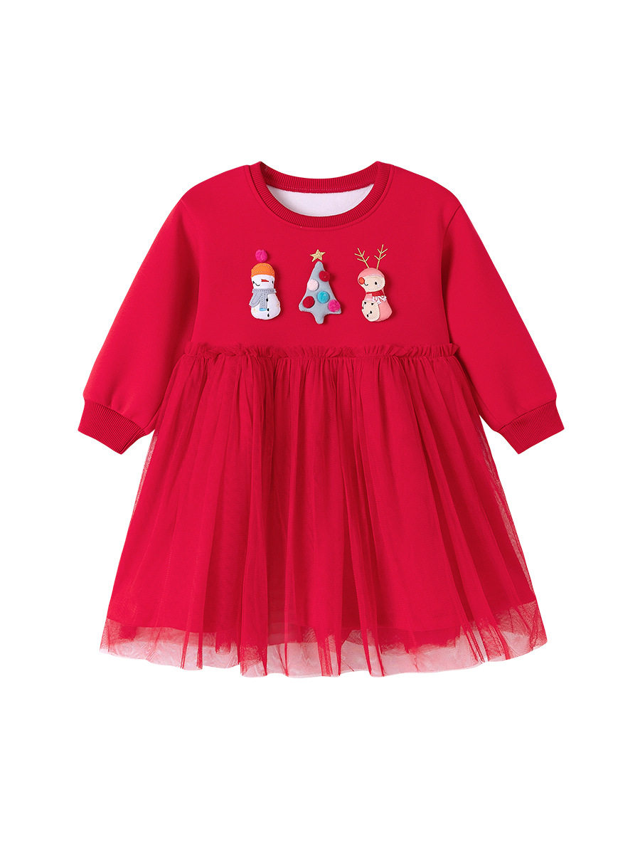 Gaun anak, gaun anak perempuan berlapis bulu musim gugur, gaun anak tulle boneka