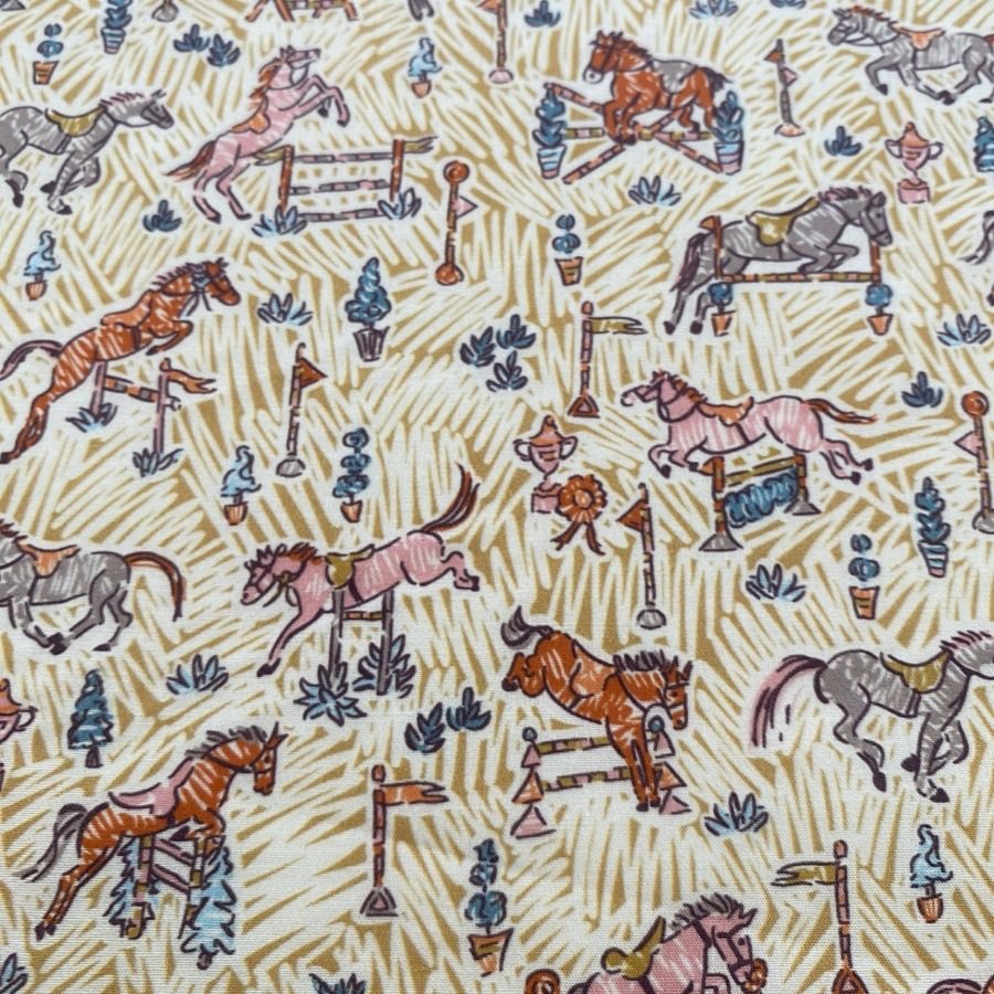 [80-Count Thickeneded American Long-Staple Cotton] Gymkhana Pony Domestic Replacement Pure Cotton Thin Soft Printed Fabric