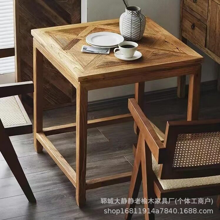 新しい中国風の寄木細工オールドニレの小さなコーヒーテーブル、...