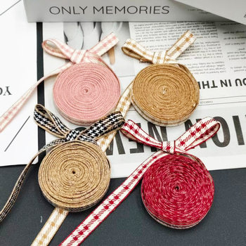 Factory Direct Sales 1cm Polyester-Cotton Webbing Korean Plaid Clothing Accessories DIY Handmade Straps Ready for Sale