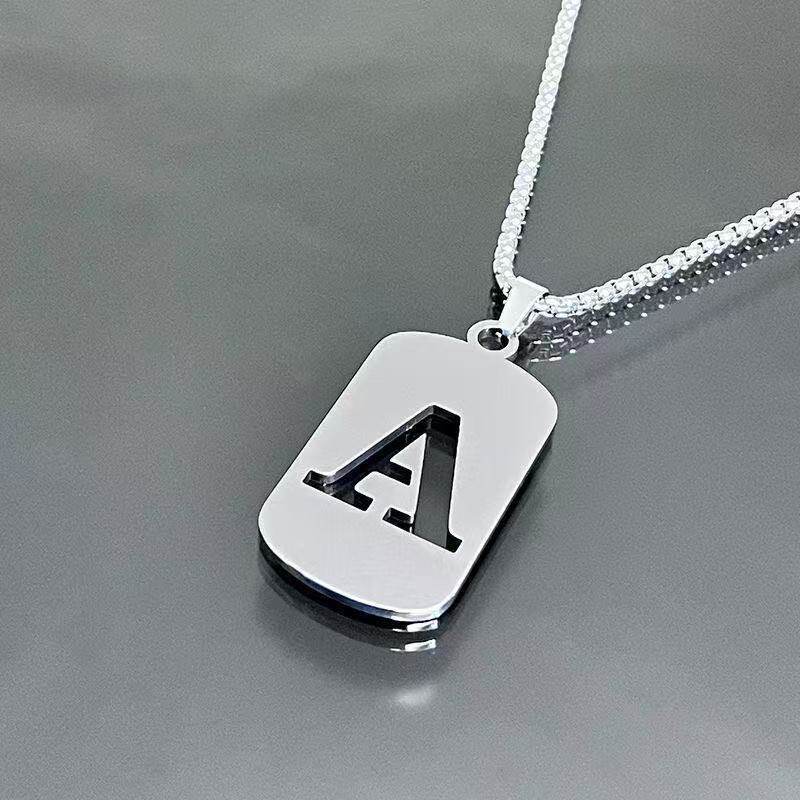 English 26 Letter Necklace Titanium Steel Necklace Male and Female Student Couple Clothing Accessories Niche Design Simple All-match Trendy