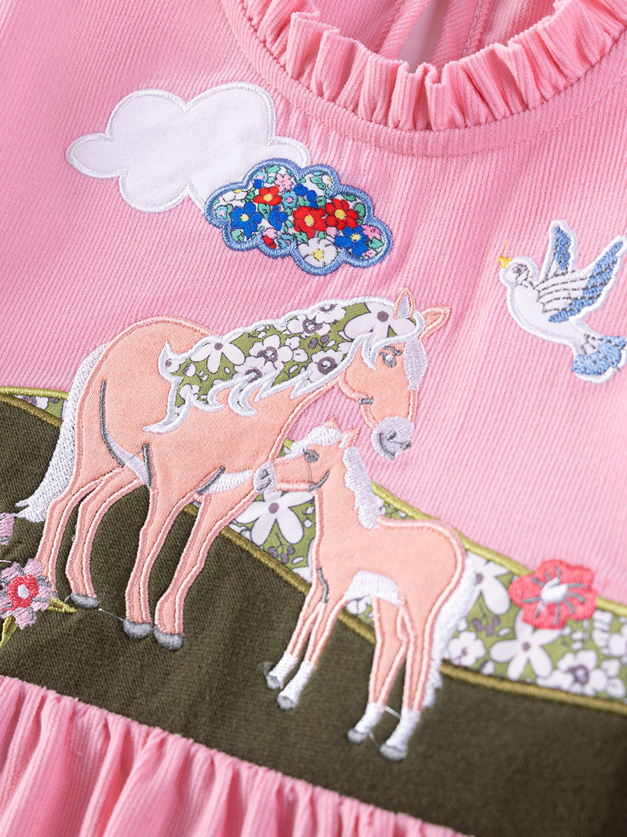 Girls' Dress Wholesale, Summer Short-sleeve Cotton Kids' Dress, Cartoon Kids' Skirt