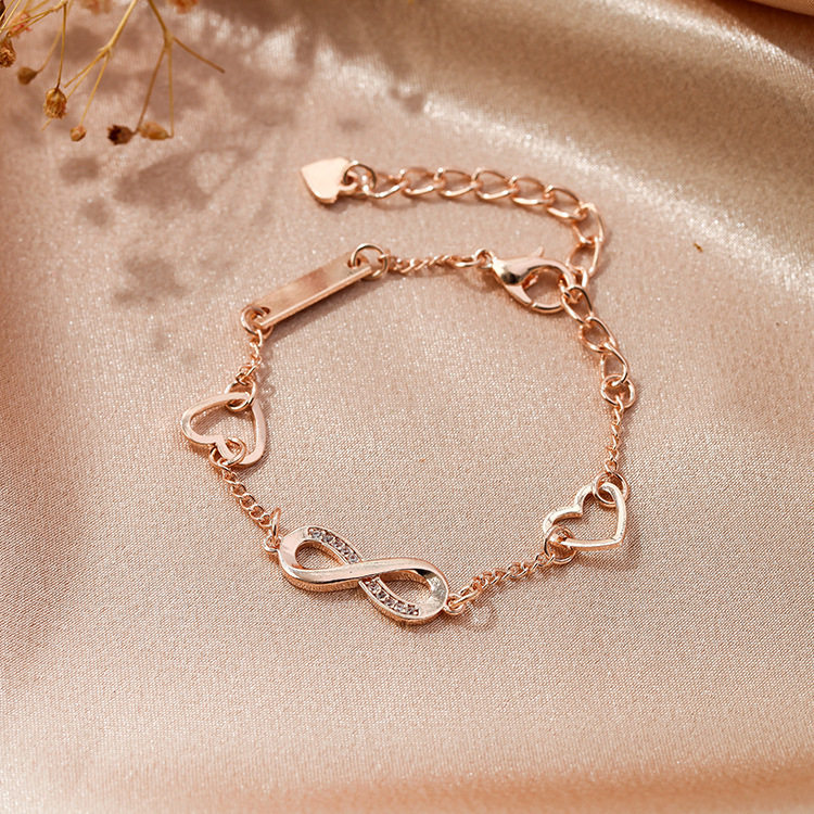 Cross-Border Simple and Fashionable 8-Shaped Bracelet Heart-Shaped Diamond Bracelet Hand Ornaments Street Stall Night Market Yiwu Small Commodities