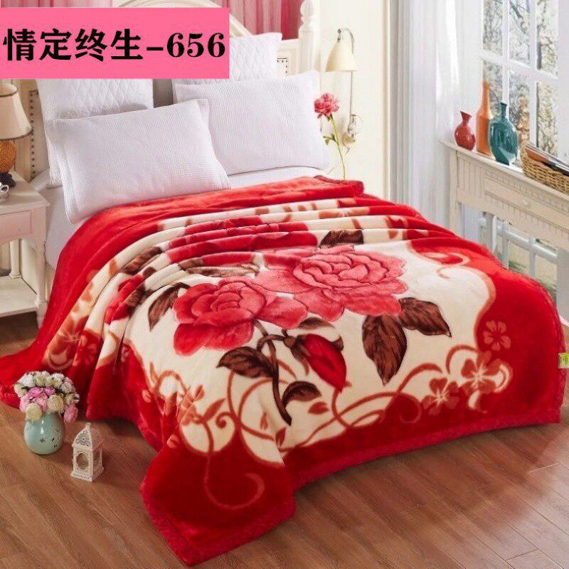Double-layer Thickened Double-sided Fleece Raschel Blanket Quilt Bed Sheet Nap Blanket Wedding Coral Fleece Cover Blanket Winter Blanket