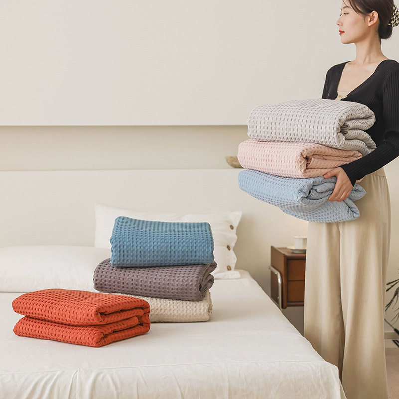 Cotton Waffle Cotton Blanket Gauze Blanket Pure Cotton Towel Quilt Air Conditioning Blanket Office Nap Blanket Wholesale