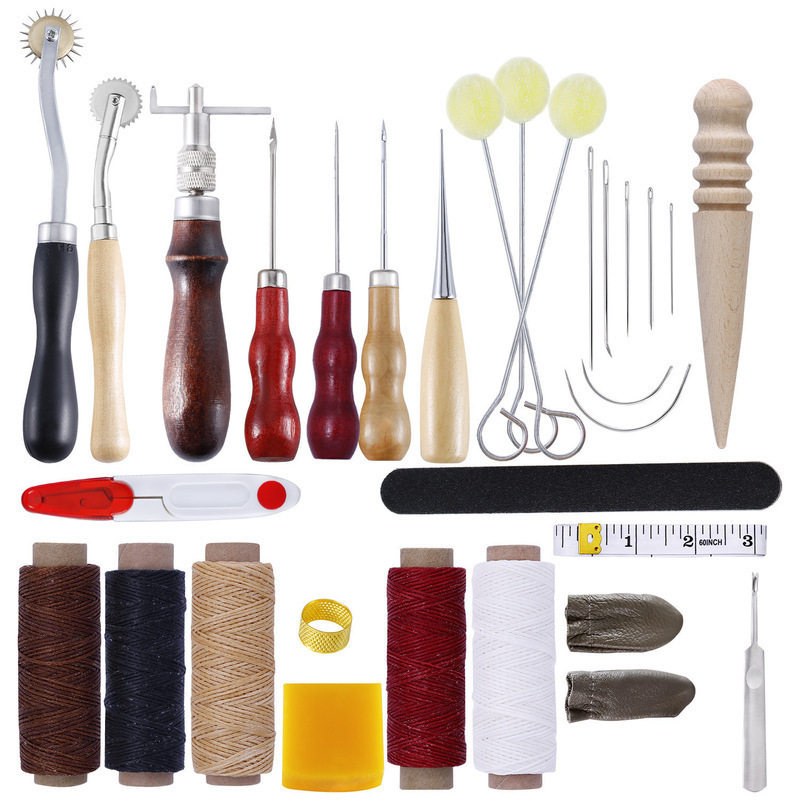 Handmade leather goods making tools diy leather tool set Lingzhan handmade punch handmade leather bag tools