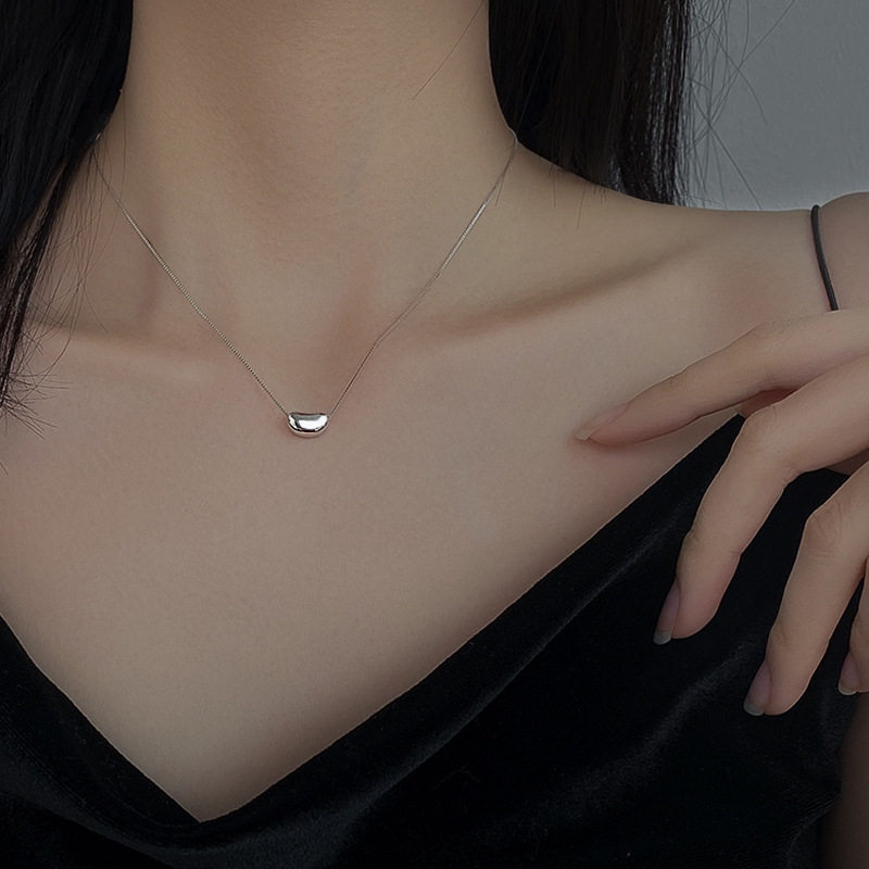 925 Sterling Silver Necklace Women's Acacia Bean Collarbone Chain Simple Niche Design Sense Elegant Pendant Jewelry ins Cold Style