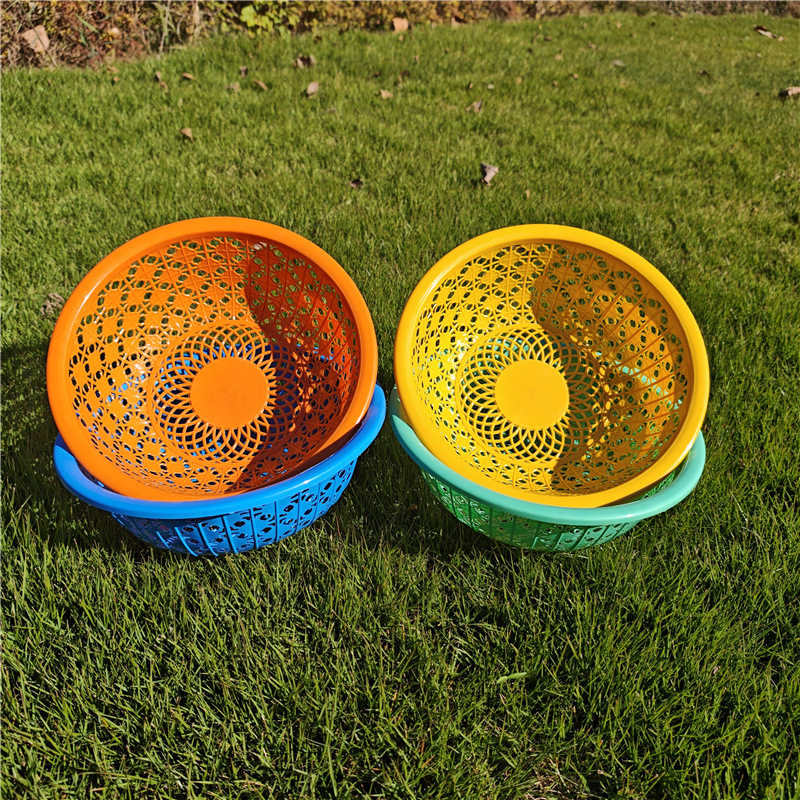 Drain Basket Plastic Cut Out Kitchen Household Vegetable Washing Basket Vegetable Basket Fruit Basket Round Drain Sieve