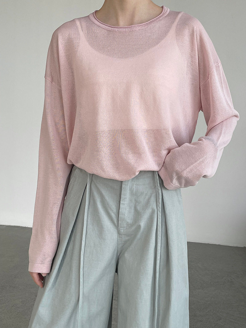 滔川  CHAO好看糖果色针织罩衫女圆领慵懒风防晒长袖上衣SZ5603