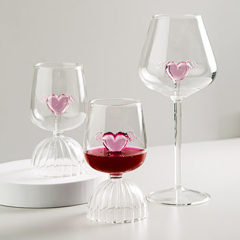 Online celebrity INS style Nordic creative borosilicate glass pink love goblet wine glass wine tail Wine Wine Wine Wine Glass